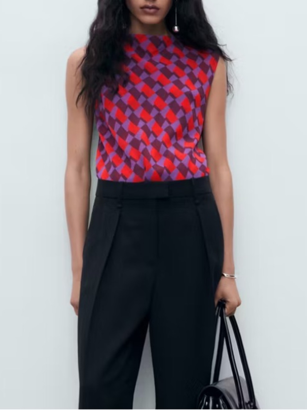 Mango Printed top with draped collar